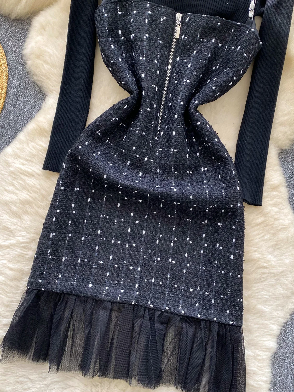 Ele Lace Splice Dr + High Collar Knitted Top Women's Winter Faion Set Casual Commute Sle Mid-Thi High Waist
Ele Lace Splice Dr + High Collar Knitted Top Women's Winter Faion Set Casual Commute Sle Mid-Thi High Waist