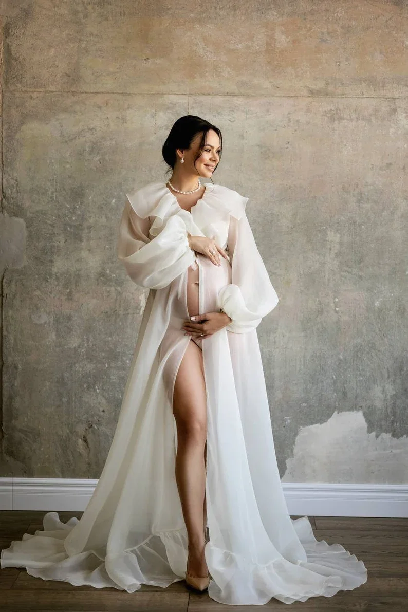 Sexy Semi-sheer Long Maternity Dress Pregnant Women Robe Maternite Grossesse Open Front Bridal Robes Dressing Gown
Sexy Semi-sheer Long Maternity Dress Pregnant Women Robe Maternite Grossesse Open Front Bridal Robes Dressing Gown