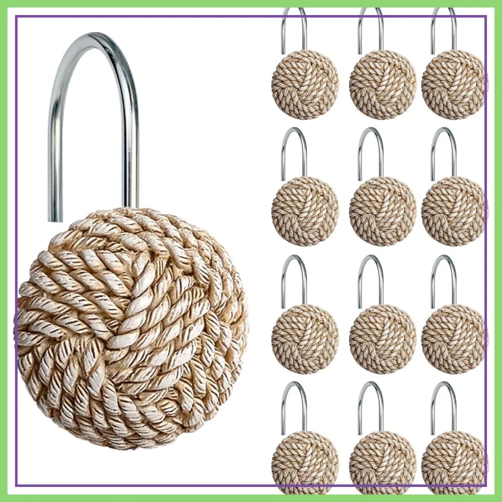 Sunlit Boho Knots Shower Curtain Hooks, Decorative Rings for Bathroom, Nautical Hangers Set of 12
Sunlit Boho Knots Shower Curtain Hooks, Decorative Rings for Bathroom, Nautical Hangers Set of 12