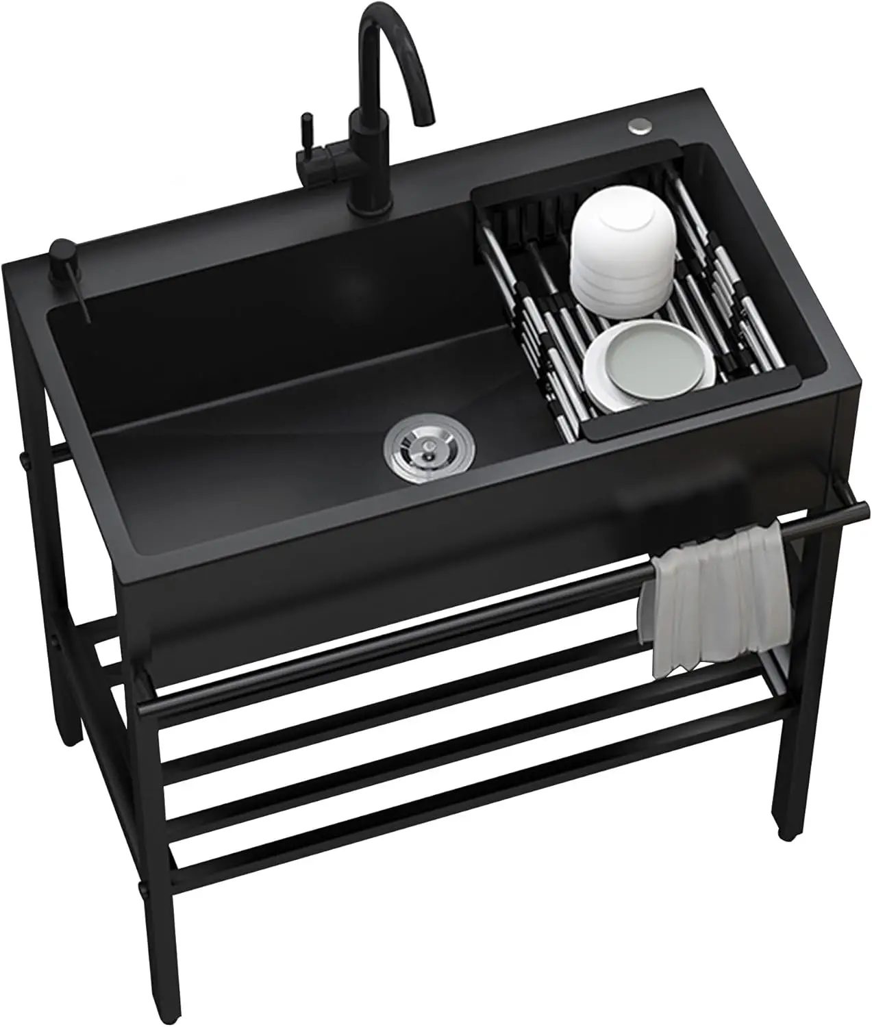 Free Standing Stainless Steel Sink Cabinet with Faucet, Hoses & Drain Kit, 23.6x17.7x33.9', for Laundry, Garage, Outdoor
Free Standing Stainless Steel Sink Cabinet with Faucet, Hoses & Drain Kit, 23.6x17.7x33.9', for Laundry, Garage, Outdoor