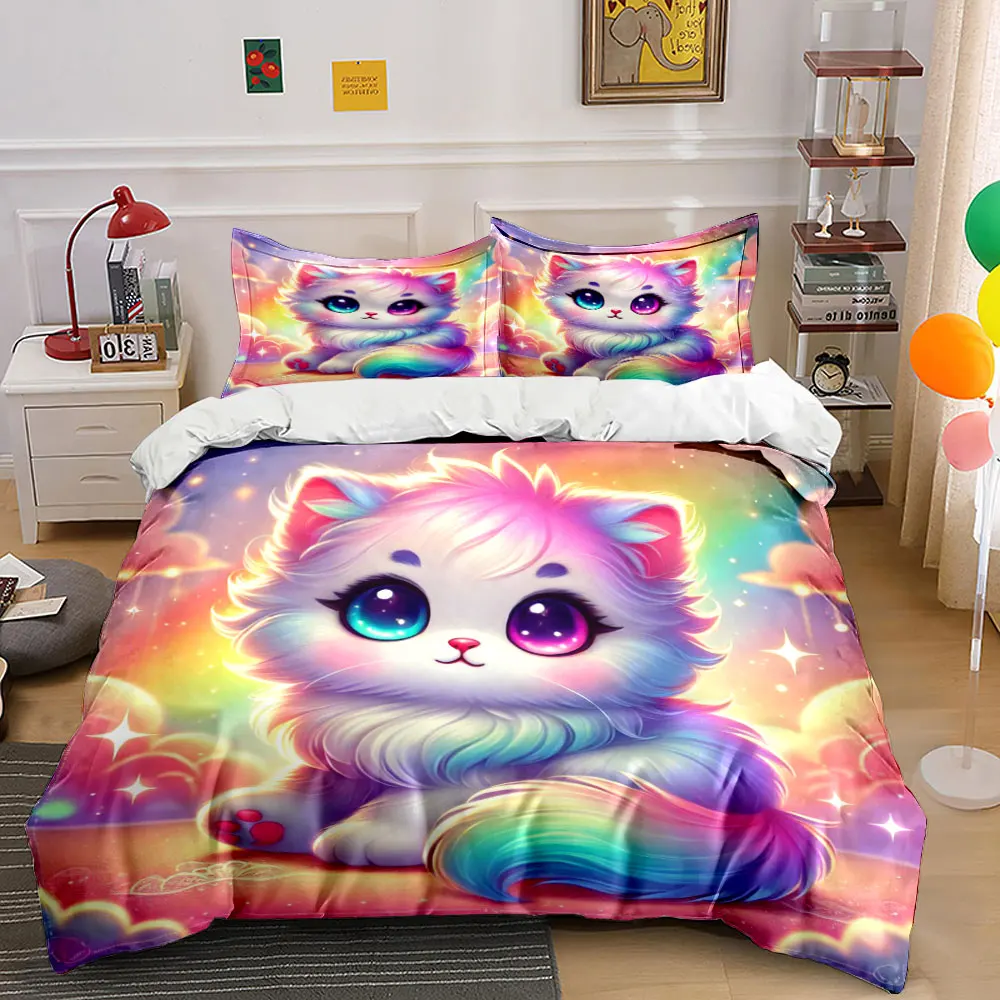 Rainbow dreamy kitten tail Duvet Cover Set with 3D Printing Design Soft Polyester Bedding Set All-Season Comfort for gifts
Rainbow dreamy kitten tail Duvet Cover Set with 3D Printing Design Soft Polyester Bedding Set All-Season Comfort for gifts