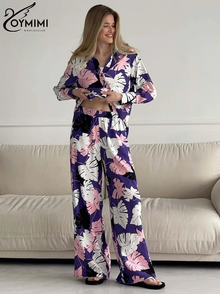 Oymimi Fashion Purple Print Two Piece Set For Women Elegant Long Sleeve Button Shirts And Straight Full Length Pants Female Sets
Oymimi Fashion Purple Print Two Piece Set For Women Elegant Long Sleeve Button Shirts And Straight Full Length Pants Female Sets
