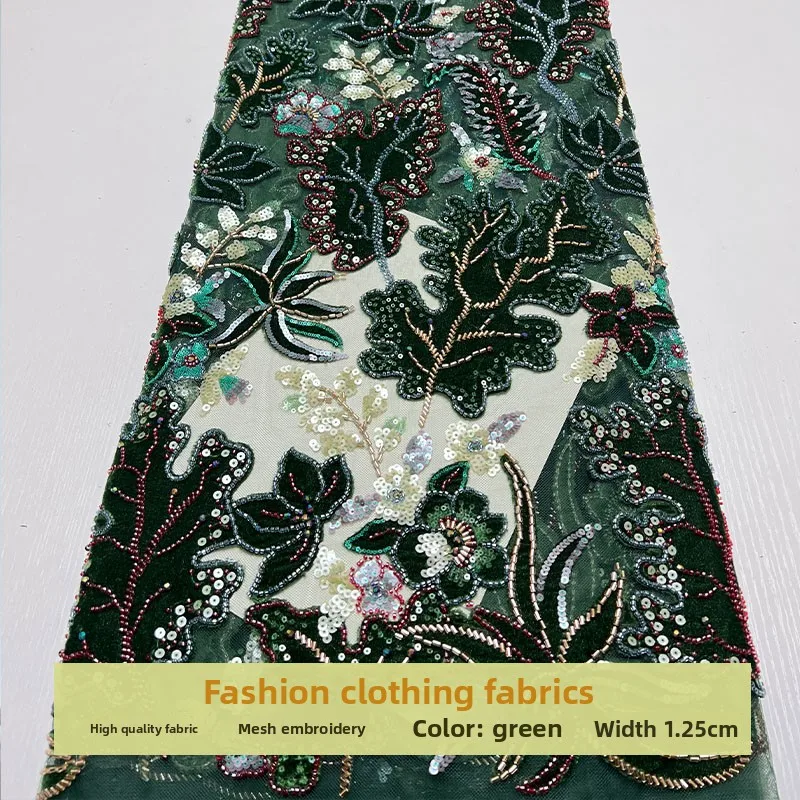 Mesh Bead Tube Embroidery Fabric for Leaf Flower Pattern Sequins Wedding Dress Clothing Diy Cloth Per Yard Sewing Material
Mesh Bead Tube Embroidery Fabric for Leaf Flower Pattern Sequins Wedding Dress Clothing Diy Cloth Per Yard Sewing Material