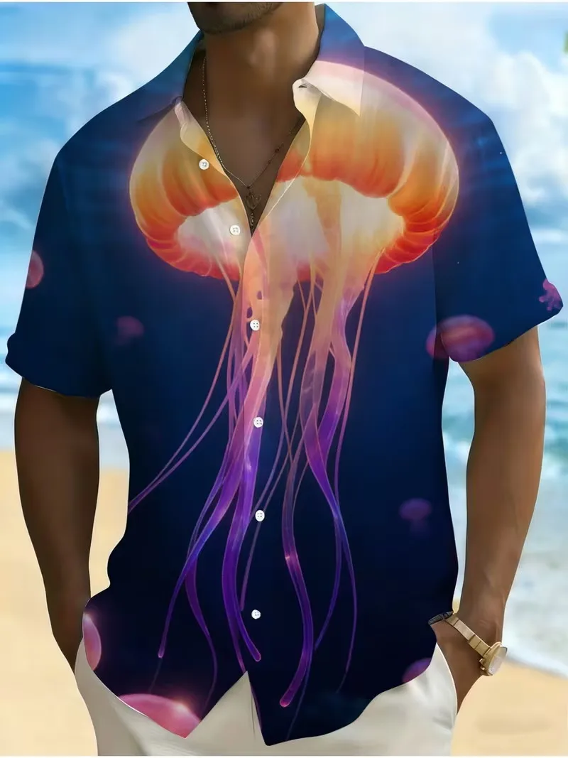 Men's Colorful Jellyfish Print Hawaiian Shirt Marine Life Graphic Short Sleeve Button Down Aloha Shirt Beach Vacation Shirt
Men's Colorful Jellyfish Print Hawaiian Shirt Marine Life Graphic Short Sleeve Button Down Aloha Shirt Beach Vacation Shirt