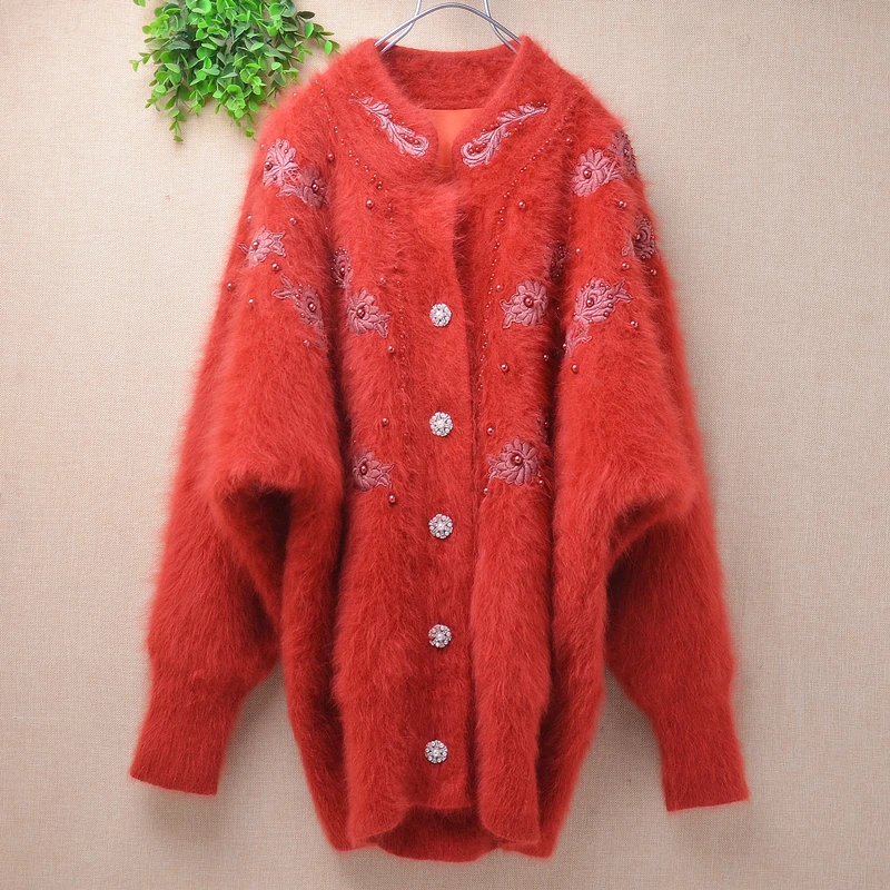 Ladies Women Autumn Winter Thick Beading Crochet Angora Rabbit Hair Knitted Long Batwing Sleeves Loose Cardigans Sweater Jacket
Ladies Women Autumn Winter Thick Beading Crochet Angora Rabbit Hair Knitted Long Batwing Sleeves Loose Cardigans Sweater Jacket