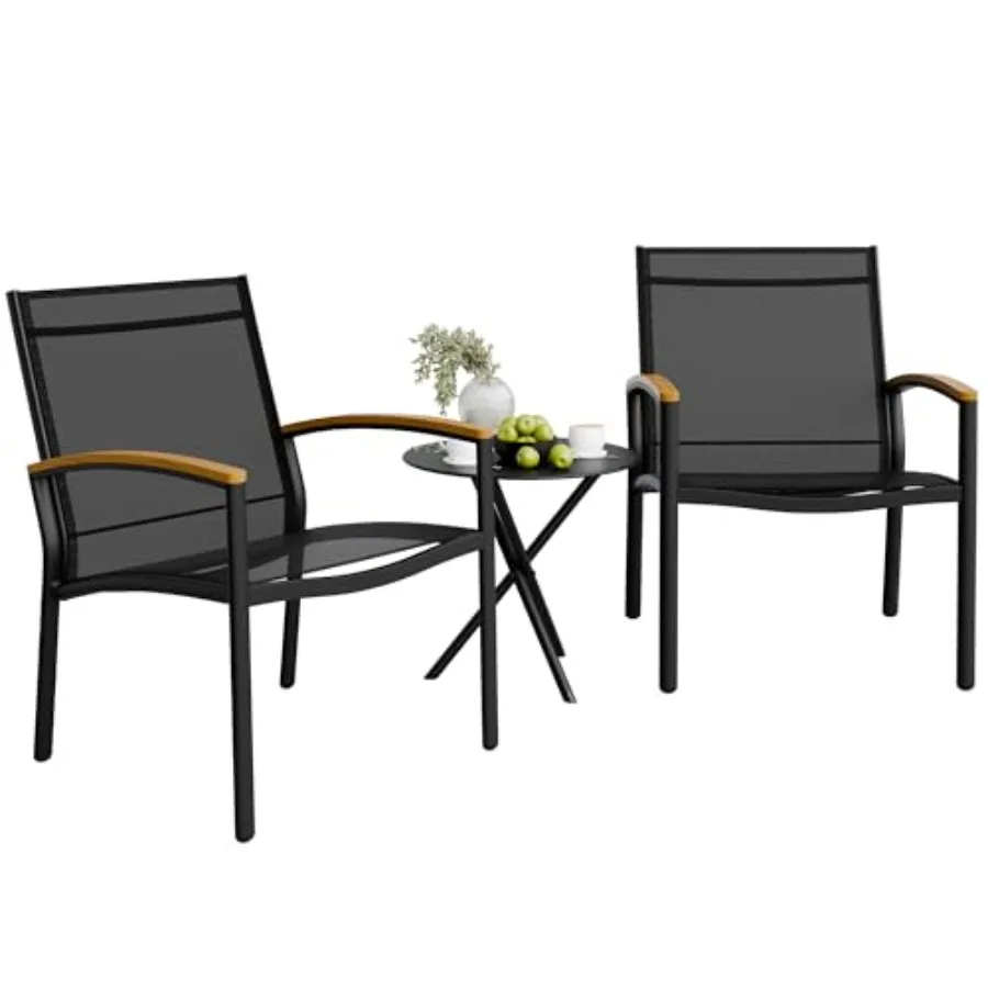 3 Pieces Patio Bistro Sets for Lawn, Garden, Balcony: Textilene Fabric, Black, Lightweight Weather-Resistant Outdoor Conversati
3 Pieces Patio Bistro Sets for Lawn, Garden, Balcony: Textilene Fabric, Black, Lightweight Weather-Resistant Outdoor Conversati
