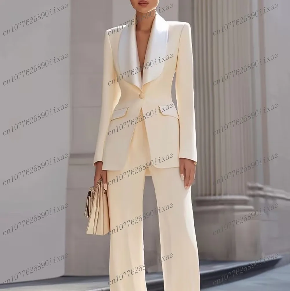 Fashion Ivory Women Suits Lady Business Office Tuxedos Mother Wedding Party Formal Ladies 2 Piece Set Jacket Pants
Fashion Ivory Women Suits Lady Business Office Tuxedos Mother Wedding Party Formal Ladies 2 Piece Set Jacket Pants