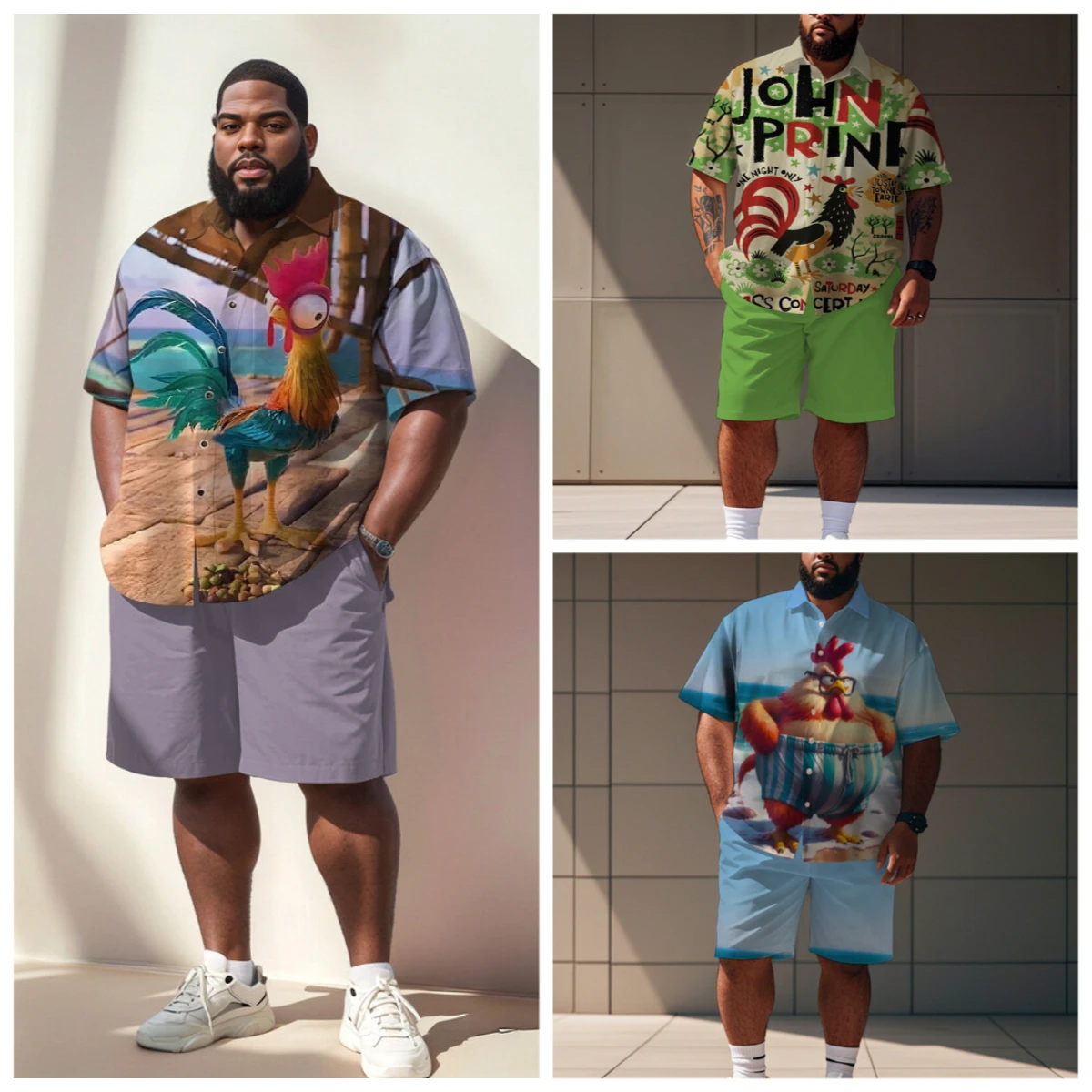 S-9XL Big and Tall Men Summer Funny Cartoon Rooster Print Oversized Shirt Shorts Set Multi-Design Casual 2-Piece Outfit
S-9XL Big and Tall Men Summer Funny Cartoon Rooster Print Oversized Shirt Shorts Set Multi-Design Casual 2-Piece Outfit