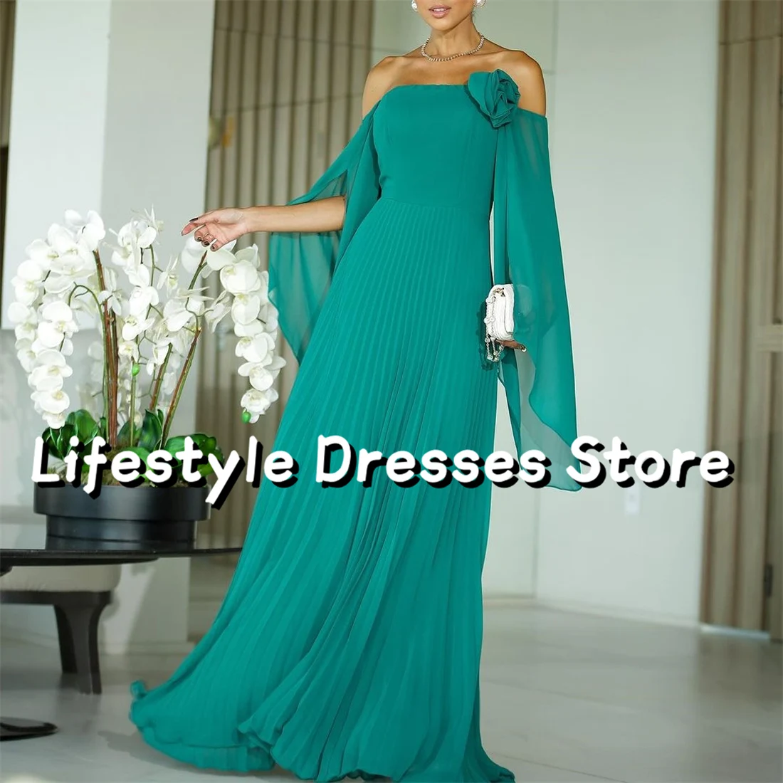 Off Shoulder Chiffon Pleated Prom Dresses Elegant Flower A-line Long Slit Sleeves Plus Size Party Gown 2024 vestidos de gala
Off Shoulder Chiffon Pleated Prom Dresses Elegant Flower A-line Long Slit Sleeves Plus Size Party Gown 2024 vestidos de gala
