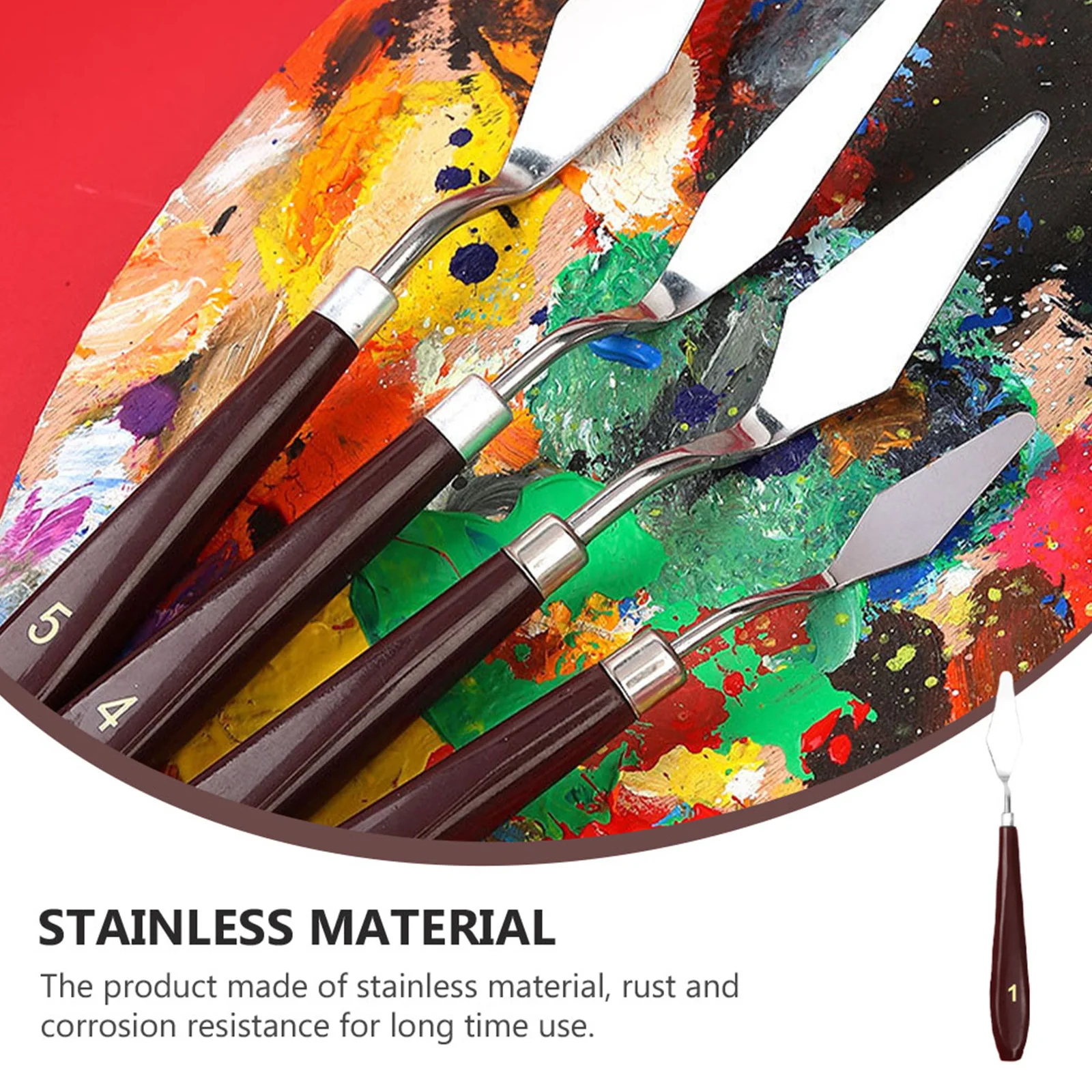 10Pcs Oil Painting Knives Wooden Handle Mixing Scraper Painting Knives Set Artist Tools Suitable for Canvas Acrylic Clay
10Pcs Oil Painting Knives Wooden Handle Mixing Scraper Painting Knives Set Artist Tools Suitable for Canvas Acrylic Clay