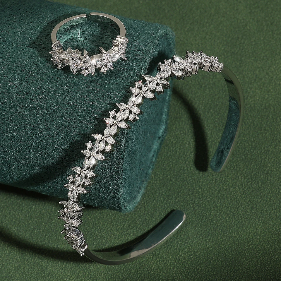 RAKOL Luxury Shiny AAA Zircon 2Pcs Jewelry Set Bracelet Ring Set for Women Open Bangles Rings Exquisite Jewelry Accessories
RAKOL Luxury Shiny AAA Zircon 2Pcs Jewelry Set Bracelet Ring Set for Women Open Bangles Rings Exquisite Jewelry Accessories