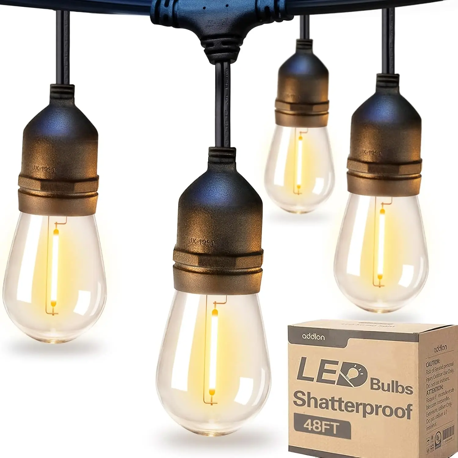 48FT LED Outdoor String Lights with Vintage Shatterproof Bulbs - Weatherproof Patio Lighting
48FT LED Outdoor String Lights with Vintage Shatterproof Bulbs - Weatherproof Patio Lighting