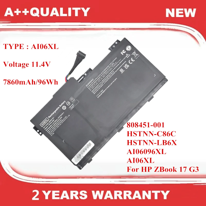 New AI06XL Laptop Battery For HP ZBook 17 G3 808451-001 HSTNN-C86C HSTNN-LB6X AI06096XL
New AI06XL Laptop Battery For HP ZBook 17 G3 808451-001 HSTNN-C86C HSTNN-LB6X AI06096XL