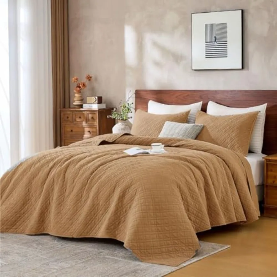 Quilt Set with Shams Lightweight Quilted Bedspread Coverlet Thin Comforter Bed Cover Vintage Washed Quilted Blanket for All Sea
Quilt Set with Shams Lightweight Quilted Bedspread Coverlet Thin Comforter Bed Cover Vintage Washed Quilted Blanket for All Sea