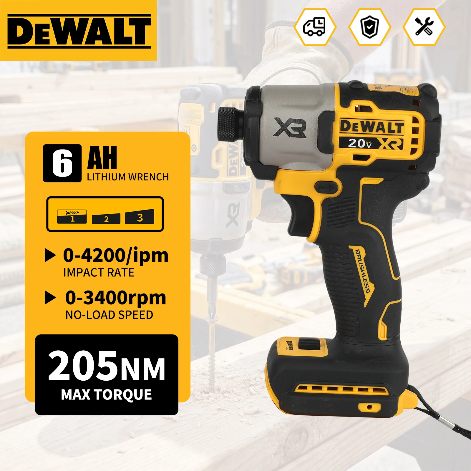 Ударный гайковерт Dewalt DCF845 20V XR с бесщеточным двигателем, 205 Н·м, 0-4200 ударов/мин, шестигранный патрон 1/4 дюйма, 3 скорости, для автомобильных и бытовых работ
Ударный гайковерт Dewalt DCF845 20V XR с бесщеточным двигателем, 205 Н·м, 0-4200 ударов/мин, шестигранный патрон 1/4 дюйма, 3 скорости, для автомобильных и бытовых работ