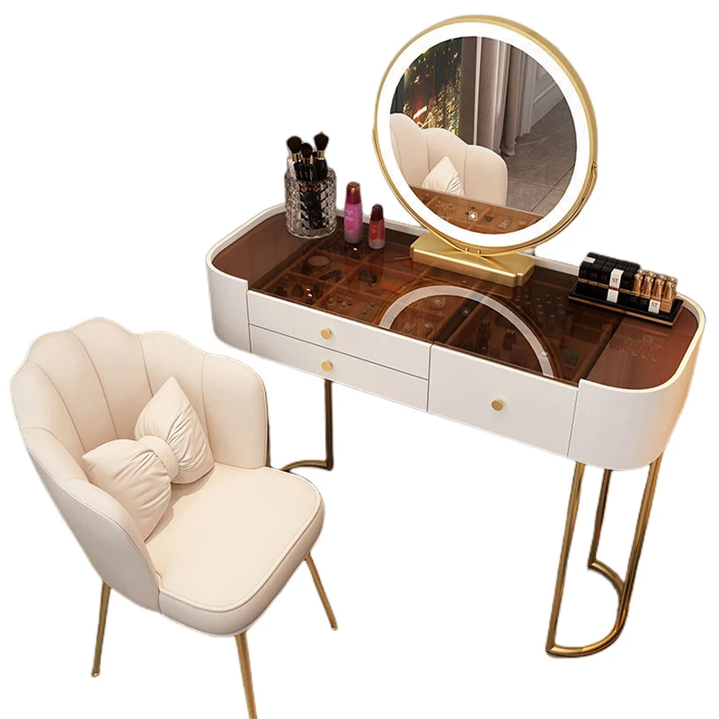 Nordic Light Full Body Luxury Makeup Dressing Table LED Mirror Bedroom Vanity Mirror Dresser Cabinet Include Chair
Nordic Light Full Body Luxury Makeup Dressing Table LED Mirror Bedroom Vanity Mirror Dresser Cabinet Include Chair