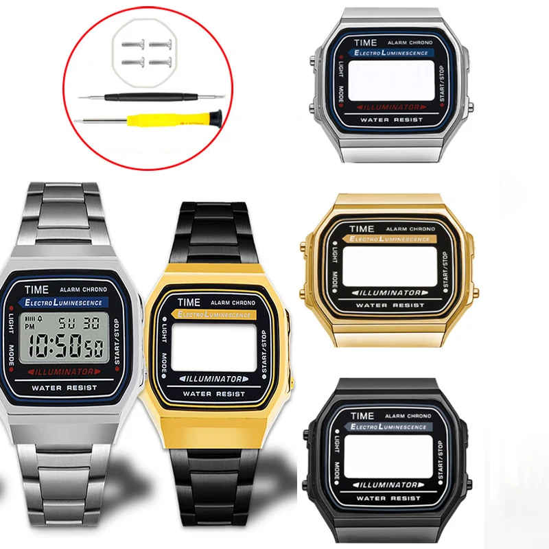 Watch case For Casio electronic Watch small square A168 Men Modified Stainless steel Watch Mineral glass Tool screw Case
Watch case For Casio electronic Watch small square A168 Men Modified Stainless steel Watch Mineral glass Tool screw Case