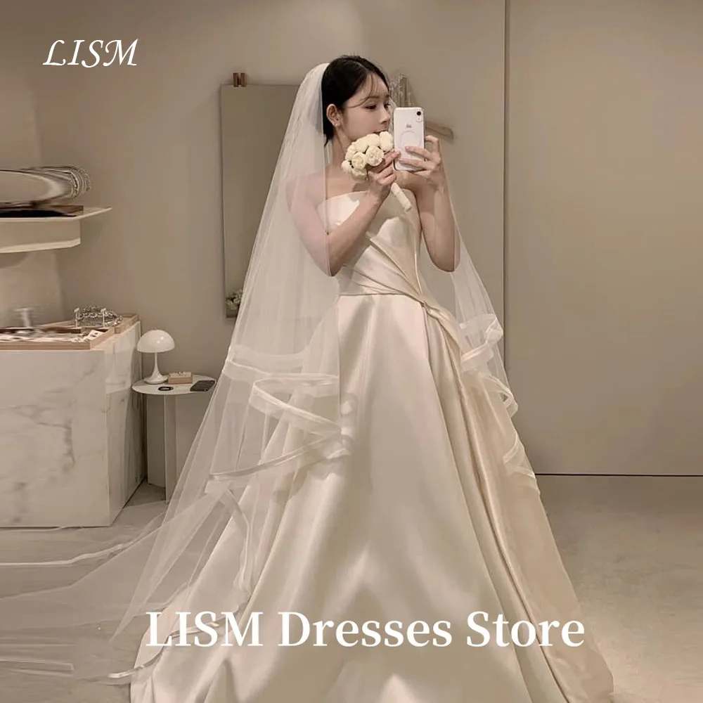 LISM Satin A-Line Korea Wedding Dresses Photo Shoot Thick Satin Strapless Elegant Bridal Gowns웨딩드레스 Customized Corsets
LISM Satin A-Line Korea Wedding Dresses Photo Shoot Thick Satin Strapless Elegant Bridal Gowns웨딩드레스 Customized Corsets