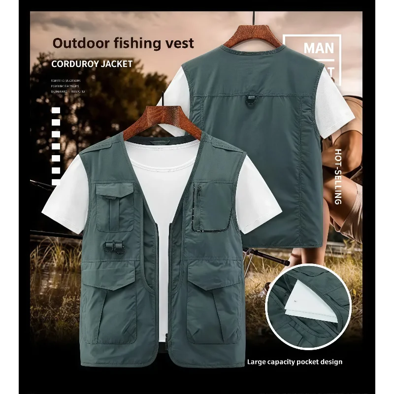 Summer New Outdoor Vest Men Utility Multi-pocket Vest Techwear Outdoor Hiking Fishing Photography Safari Thin Cargo Vest
Summer New Outdoor Vest Men Utility Multi-pocket Vest Techwear Outdoor Hiking Fishing Photography Safari Thin Cargo Vest