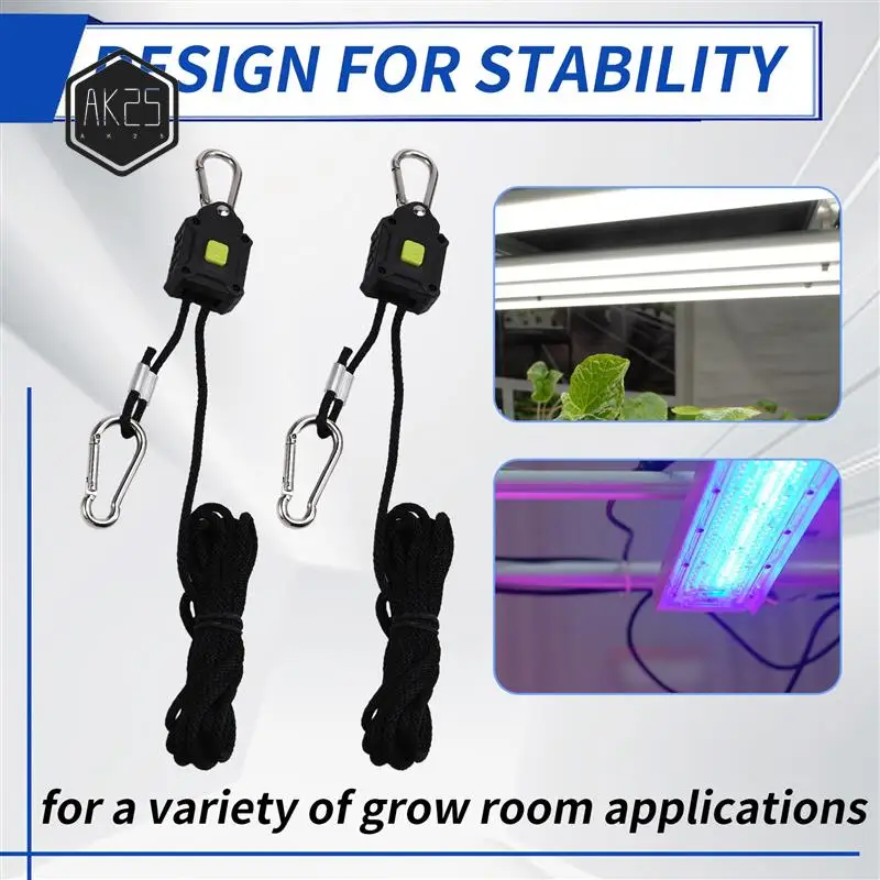 AK25-2Pack 1/8 Inch Adjustable Grow Light Hanger,Heavy Duty Rope Hanger With Reinforced Metal Gears For Grow Light,Inline Fan
AK25-2Pack 1/8 Inch Adjustable Grow Light Hanger,Heavy Duty Rope Hanger With Reinforced Metal Gears For Grow Light,Inline Fan