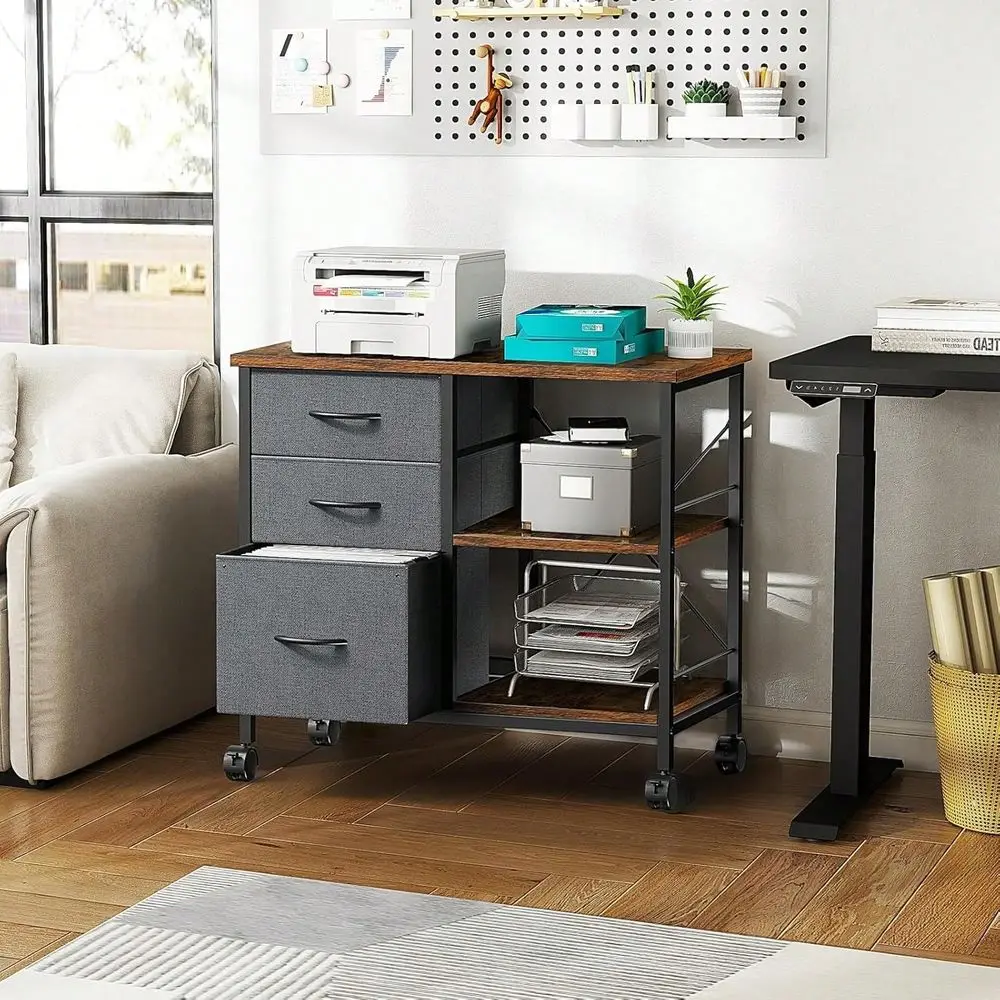 3Tier Mobile File Cabinet, Printer Stand With Storage, Office Table With Drawers And Back Support Bar, Holds 110lb For Home Off
3Tier Mobile File Cabinet, Printer Stand With Storage, Office Table With Drawers And Back Support Bar, Holds 110lb For Home Off