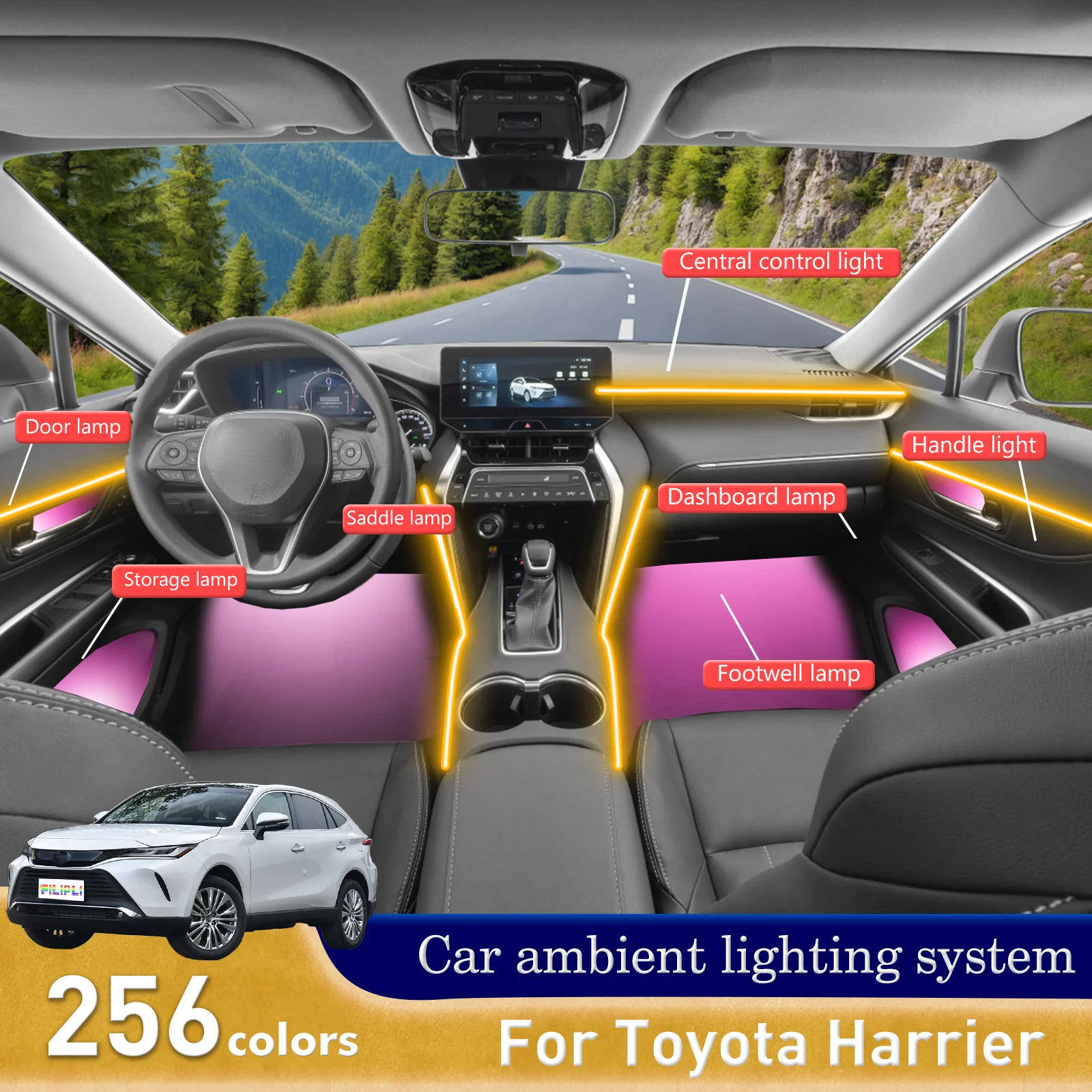 For Toyota Harrier Smart Remote Control RGB 64 Colors LED Car Interior Ambient Light Quick-Fit Installation Kit
For Toyota Harrier Smart Remote Control RGB 64 Colors LED Car Interior Ambient Light Quick-Fit Installation Kit