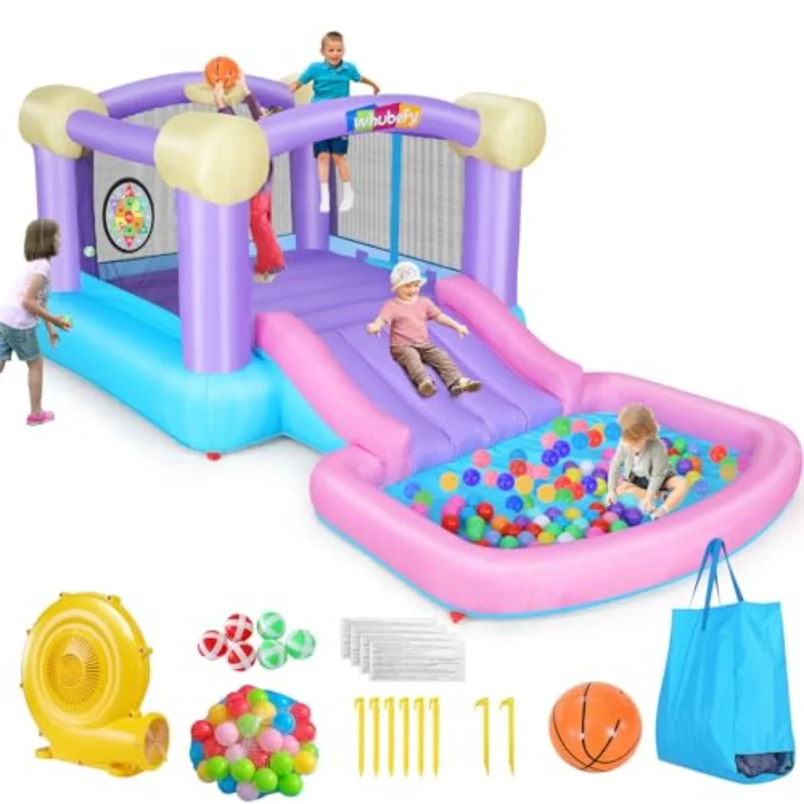 Надувной розовый батут для детей 2-8 лет с бассейном для шариков, 161x82x63 см, комплекс для прыжков и водных игр с 50 шариками и 6 мишенями для дартса
Надувной розовый батут для детей 2-8 лет с бассейном для шариков, 161x82x63 см, комплекс для прыжков и водных игр с 50 шариками и 6 мишенями для дартса