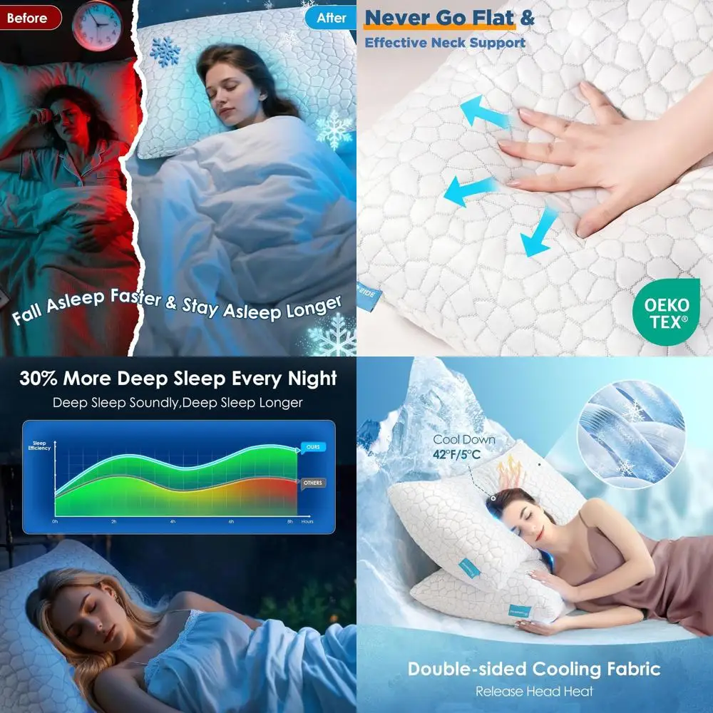 Комплект охлаждающих подушек King Size для сна на боку и на спине, из пены с эффектом памяти и гелем для снятия боли в плечах
Комплект охлаждающих подушек King Size для сна на боку и на спине, из пены с эффектом памяти и гелем для снятия боли в плечах