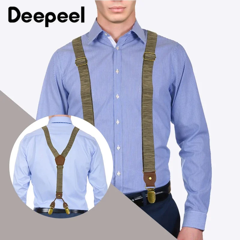 Deepeel 2.5cm Wide Elastic Suspenders Straps 4 Clips Y-Type Stripe Strong Stretch Braces Male Casual Gallowses Apparel Accessory
Deepeel 2.5cm Wide Elastic Suspenders Straps 4 Clips Y-Type Stripe Strong Stretch Braces Male Casual Gallowses Apparel Accessory