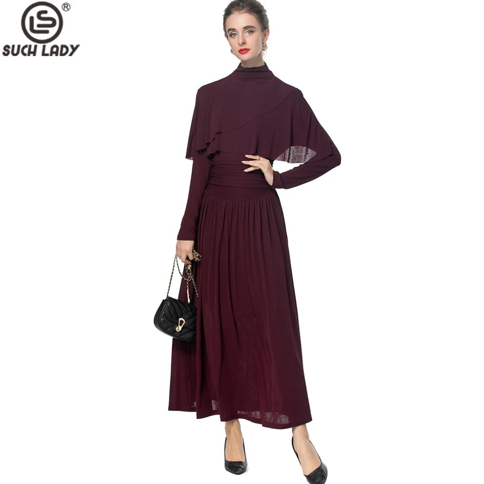 Women's Dress Stand Collar Long Batwing Sleeves Ruched Waist Elegant Maxi Fashion Designer Vestidos
Women's Dress Stand Collar Long Batwing Sleeves Ruched Waist Elegant Maxi Fashion Designer Vestidos