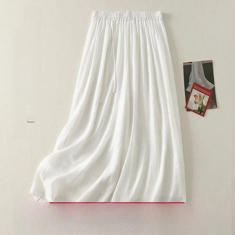 Double Layered Silklike Wide Leg Pants Elastic Waist Thin Design Summer New Style Yoga Trousers Artistic Tea Ceremony Pants
Double Layered Silklike Wide Leg Pants Elastic Waist Thin Design Summer New Style Yoga Trousers Artistic Tea Ceremony Pants