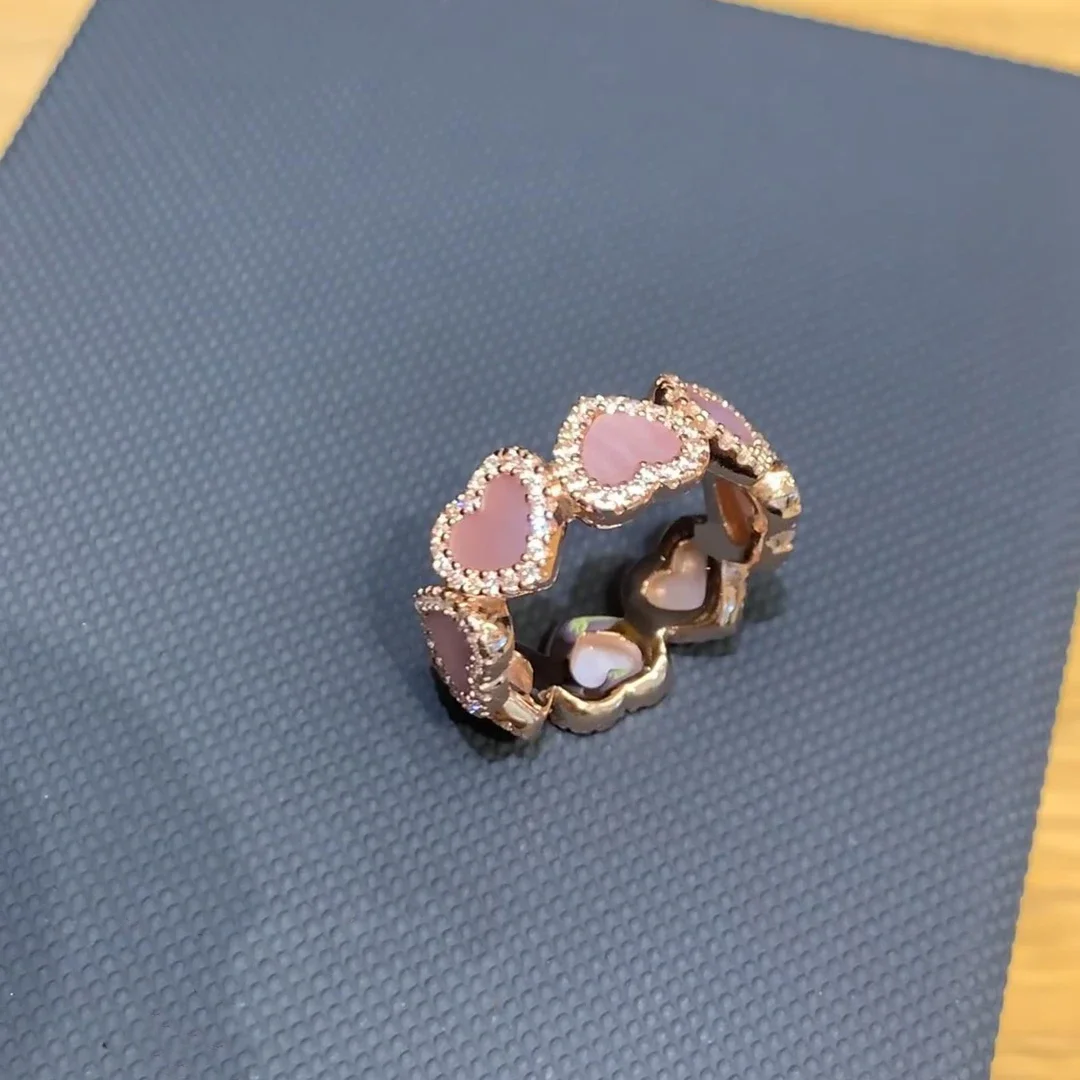 925 sterling silver rose gold natural pink mother of pearl women's love ring. Holiday gifts
925 sterling silver rose gold natural pink mother of pearl women's love ring. Holiday gifts