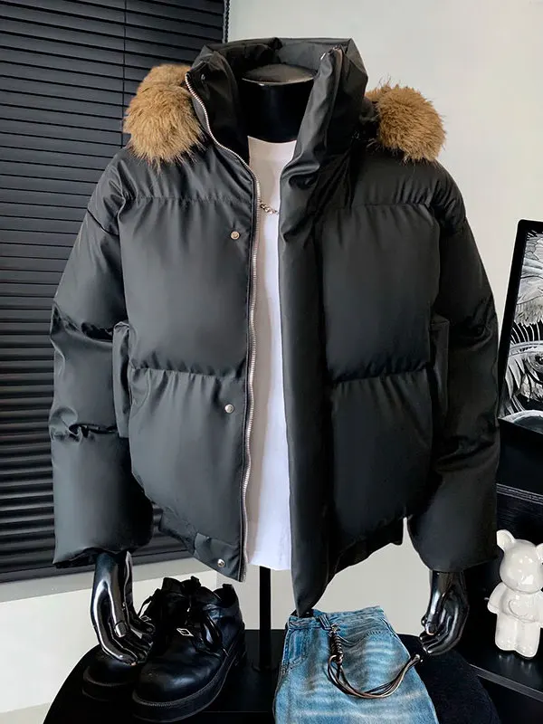 Bla Detachable Fur Collar Hooded Cotton Jaet Men's Winter Thi Warm American High Street Bread Coat Couple Outerwear
Bla Detachable Fur Collar Hooded Cotton Jaet Men's Winter Thi Warm American High Street Bread Coat Couple Outerwear