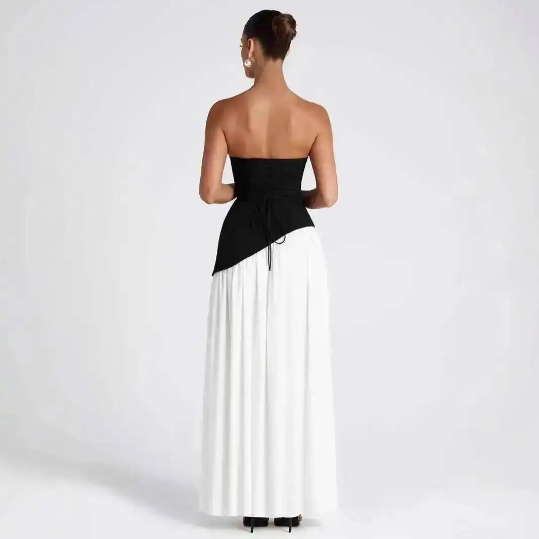 Strapless Women's Solid 2025 Color Slit Dress Fashionable and Sexy Backless High Slit Long Dress New Style Vestido Women Party
Strapless Women's Solid 2025 Color Slit Dress Fashionable and Sexy Backless High Slit Long Dress New Style Vestido Women Party