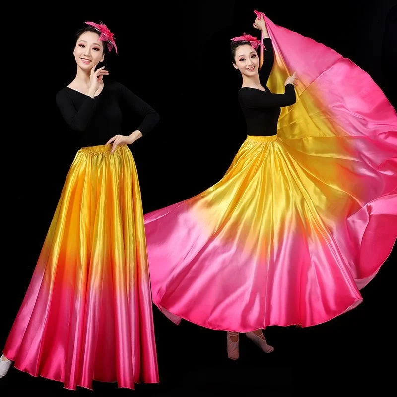 Spain Flamenco Dance Performer Satin Skirts Women Stage Performance Dancewear 360-720 Degree Gradient Opening dance Costumes
Spain Flamenco Dance Performer Satin Skirts Women Stage Performance Dancewear 360-720 Degree Gradient Opening dance Costumes