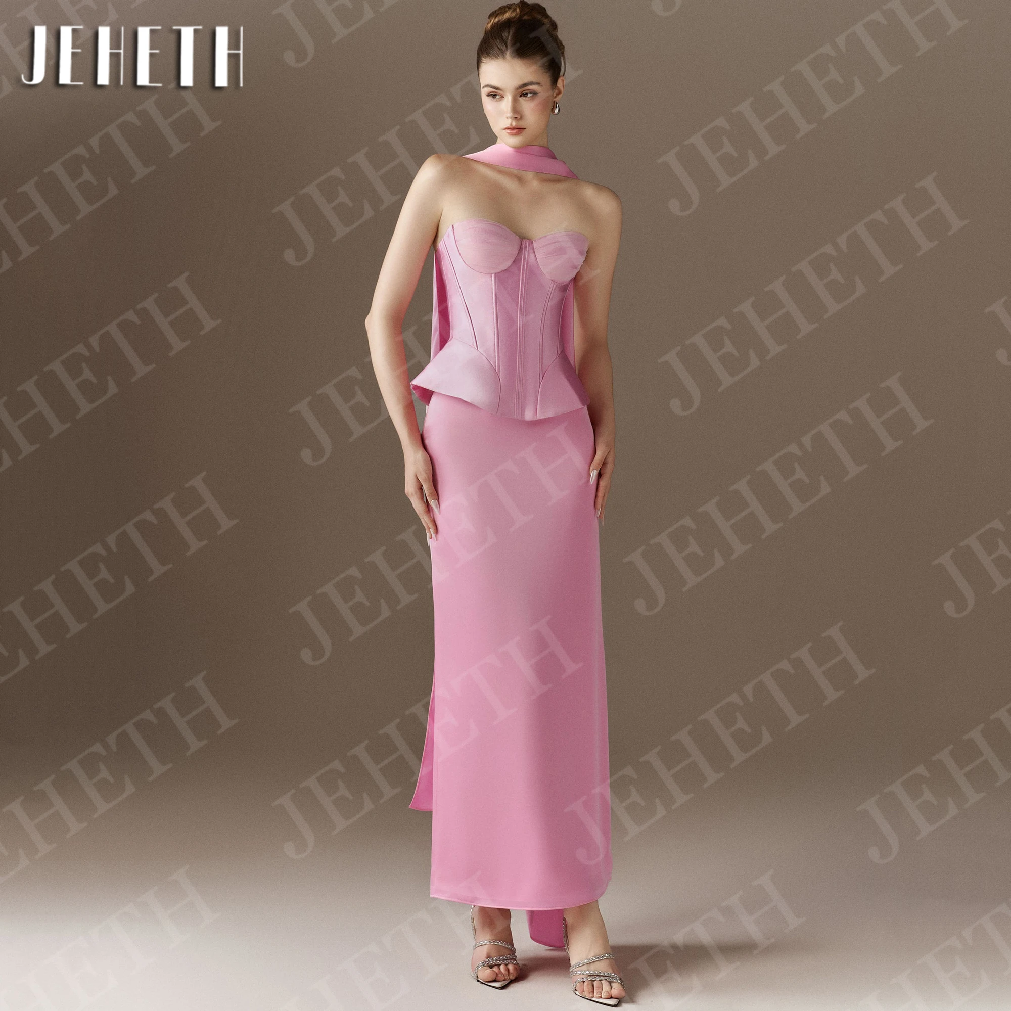 JEHETH Evening Dresses Sexy Strapless Sleeveless Prom Satin Wedding Guest Party Dress Ankle Length Customized robe de soirée
JEHETH Evening Dresses Sexy Strapless Sleeveless Prom Satin Wedding Guest Party Dress Ankle Length Customized robe de soirée