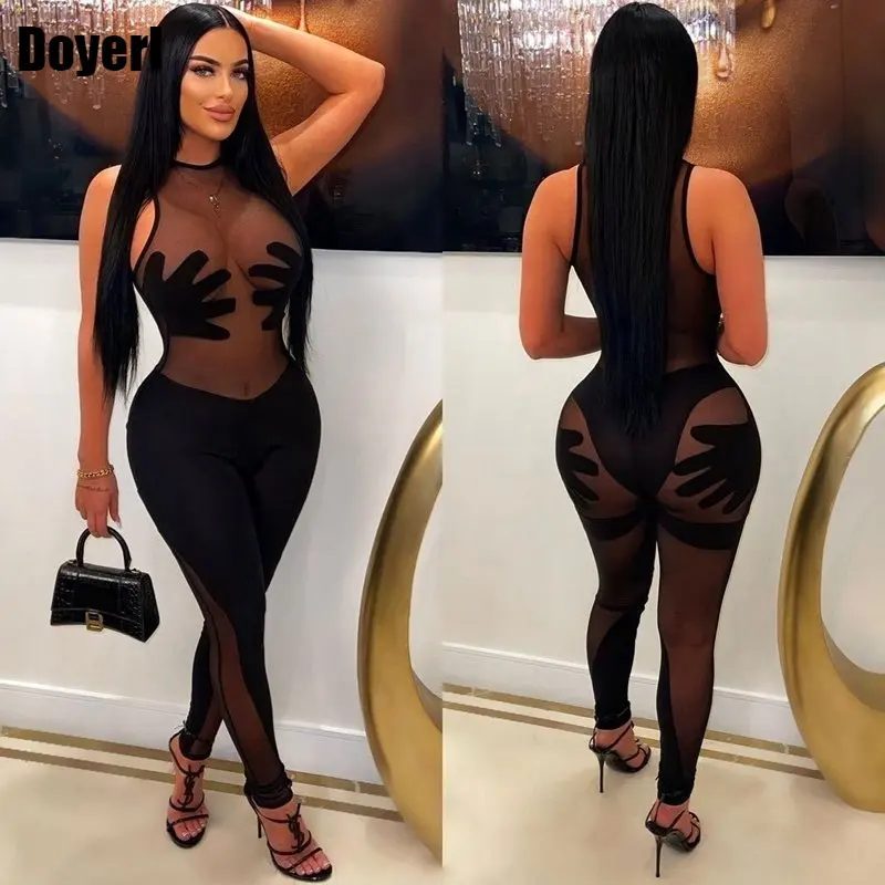 Sexy See Through Sheer Mesh Jumpsuit Women Black Patchwork Stretchy Skinny Bodycon Romper Overalls Night Club Party Jumpsuits
Sexy See Through Sheer Mesh Jumpsuit Women Black Patchwork Stretchy Skinny Bodycon Romper Overalls Night Club Party Jumpsuits