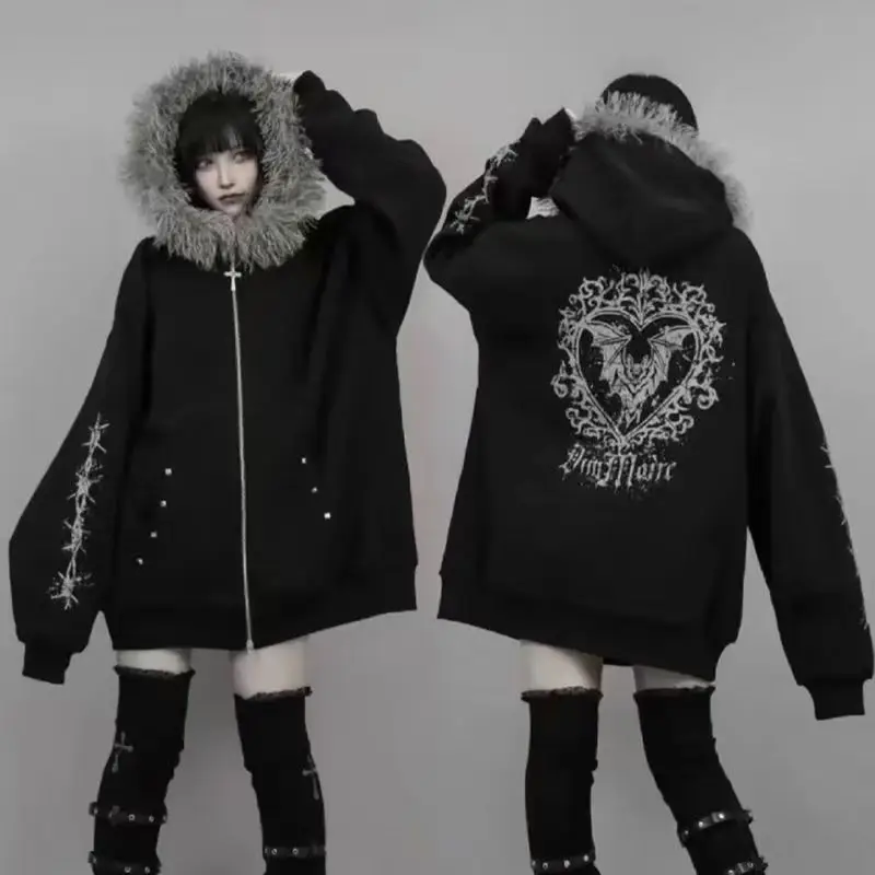 Japanese Punk Fur Patchwork Hooded Coat Y2k Aesthetic Women Subculture Print Oversized Hoodies Csual Gothic Zippers Sweatshirts
Japanese Punk Fur Patchwork Hooded Coat Y2k Aesthetic Women Subculture Print Oversized Hoodies Csual Gothic Zippers Sweatshirts