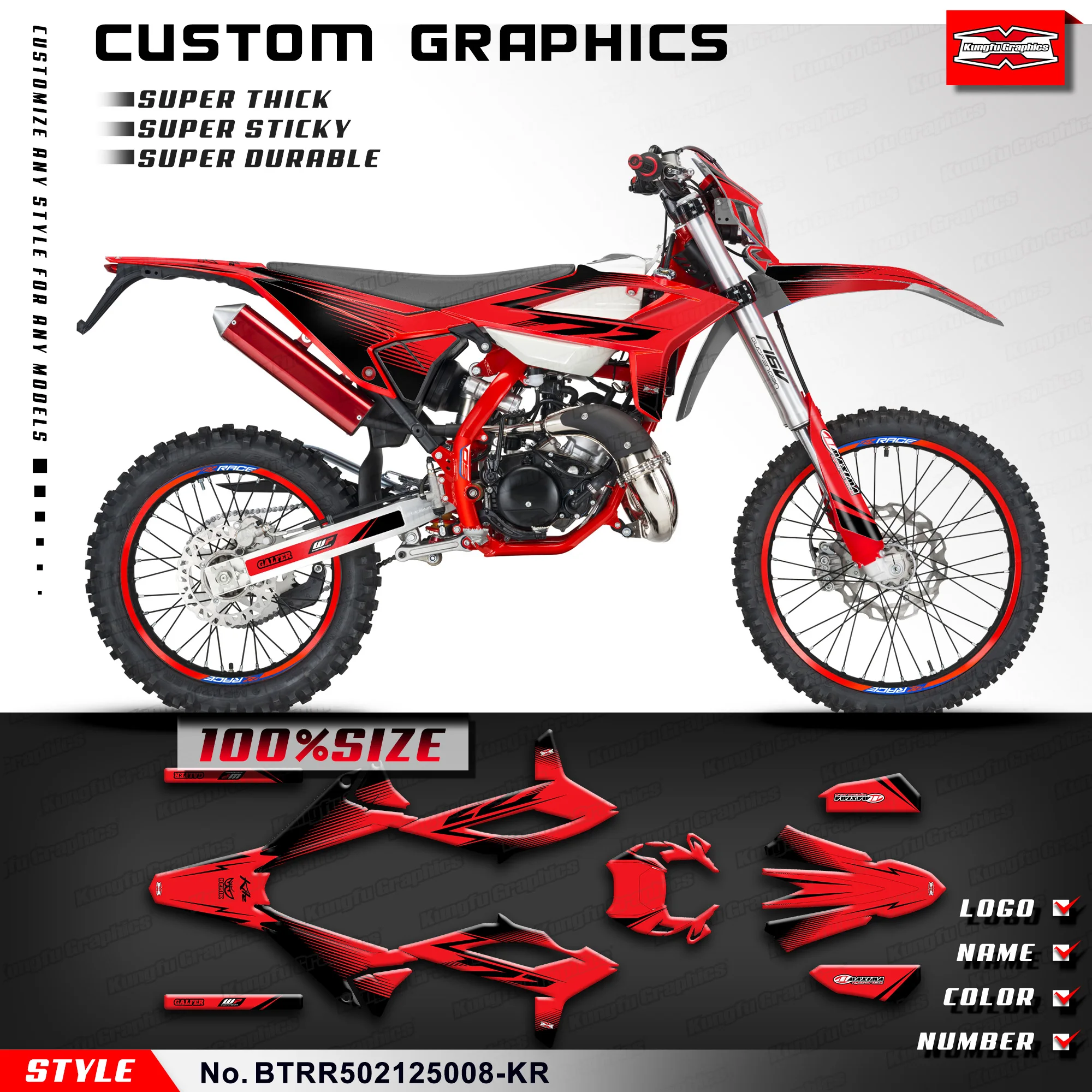KUNGFU GRAPHICS Dirt Bike Stickers Vinyl Wrap for BETA RR 50 Race 2021 2022 2023 2024 2025, Rebuilding, BTRR502125008-KR
KUNGFU GRAPHICS Dirt Bike Stickers Vinyl Wrap for BETA RR 50 Race 2021 2022 2023 2024 2025, Rebuilding, BTRR502125008-KR