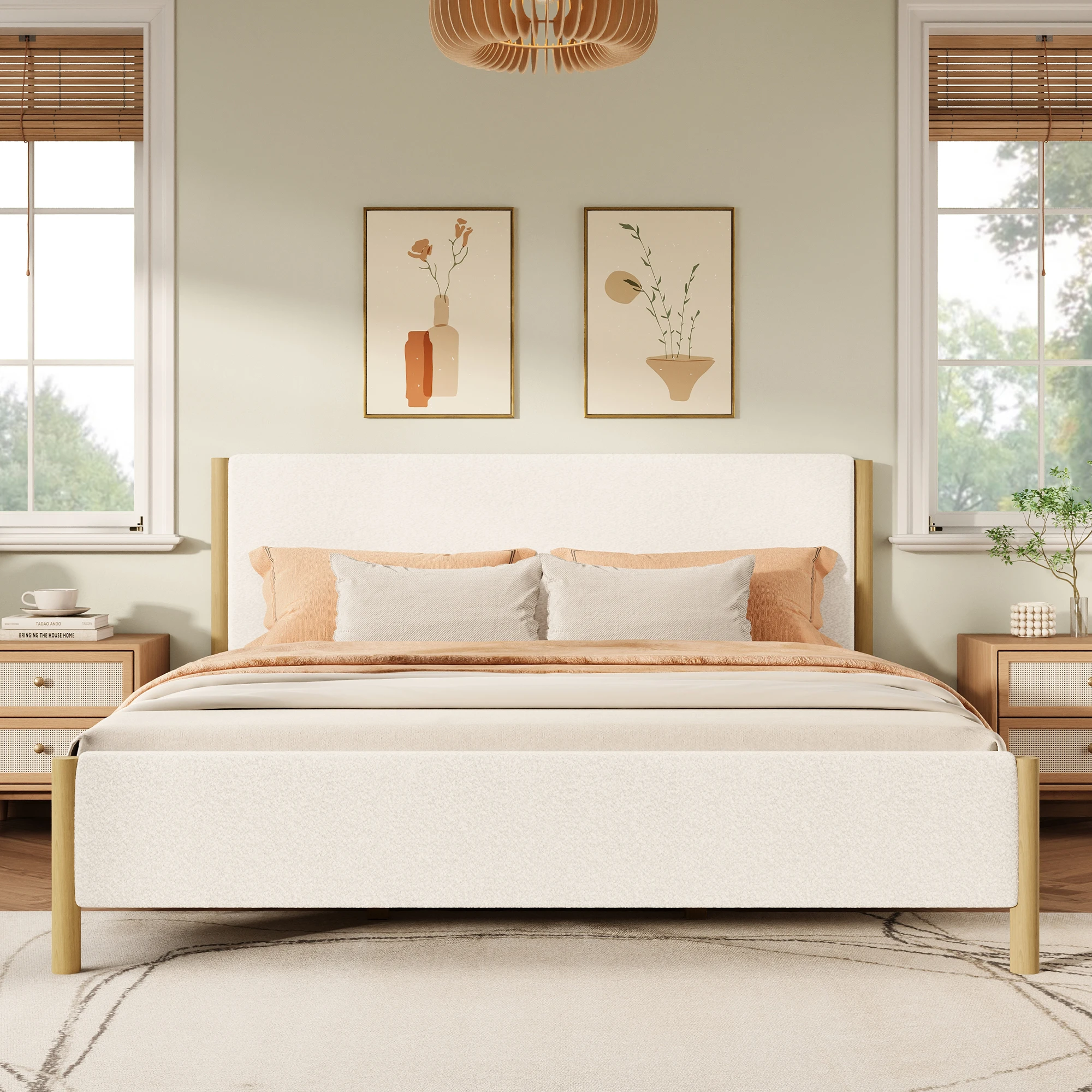 !@Luxury Modern White Upholstered Bed with Rubberwood Legs Double Bed Queen Size
!@Luxury Modern White Upholstered Bed with Rubberwood Legs Double Bed Queen Size