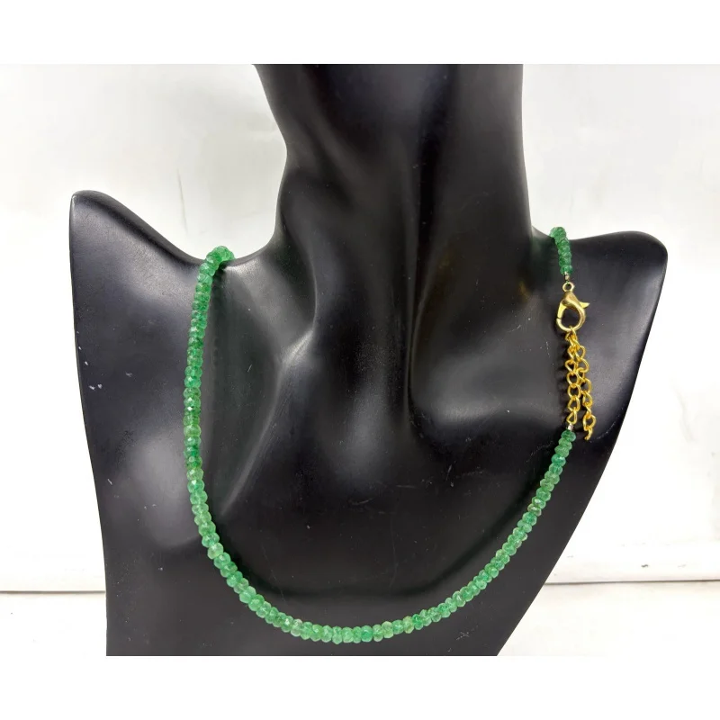 Natural Emerald Necklace 20” Round Faceted 4–5mm Gold Plated Clasp
Natural Emerald Necklace 20” Round Faceted 4–5mm Gold Plated Clasp