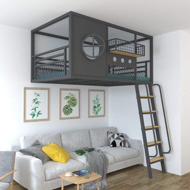 Wrought iron ceiling bed Small apartment space-saving elevated sheet Upper hanging sky loft High and low
Wrought iron ceiling bed Small apartment space-saving elevated sheet Upper hanging sky loft High and low