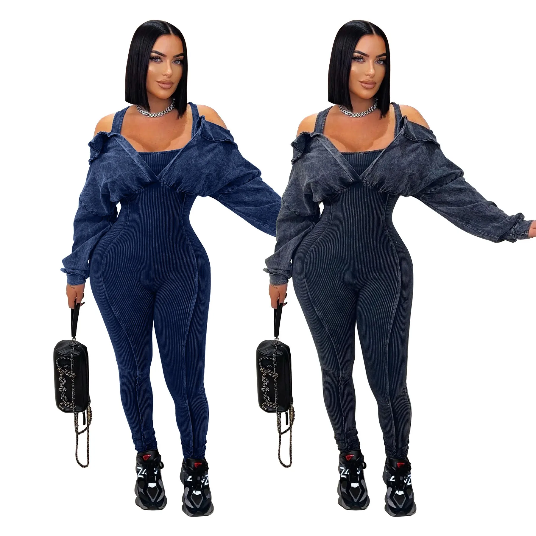 Autumn Women's Clothing Sexy Slim Fit High Waist Long Sleeve Jumpsuit For Woman Cotton Knit Bodycon Overalls Vintage Washed
Autumn Women's Clothing Sexy Slim Fit High Waist Long Sleeve Jumpsuit For Woman Cotton Knit Bodycon Overalls Vintage Washed