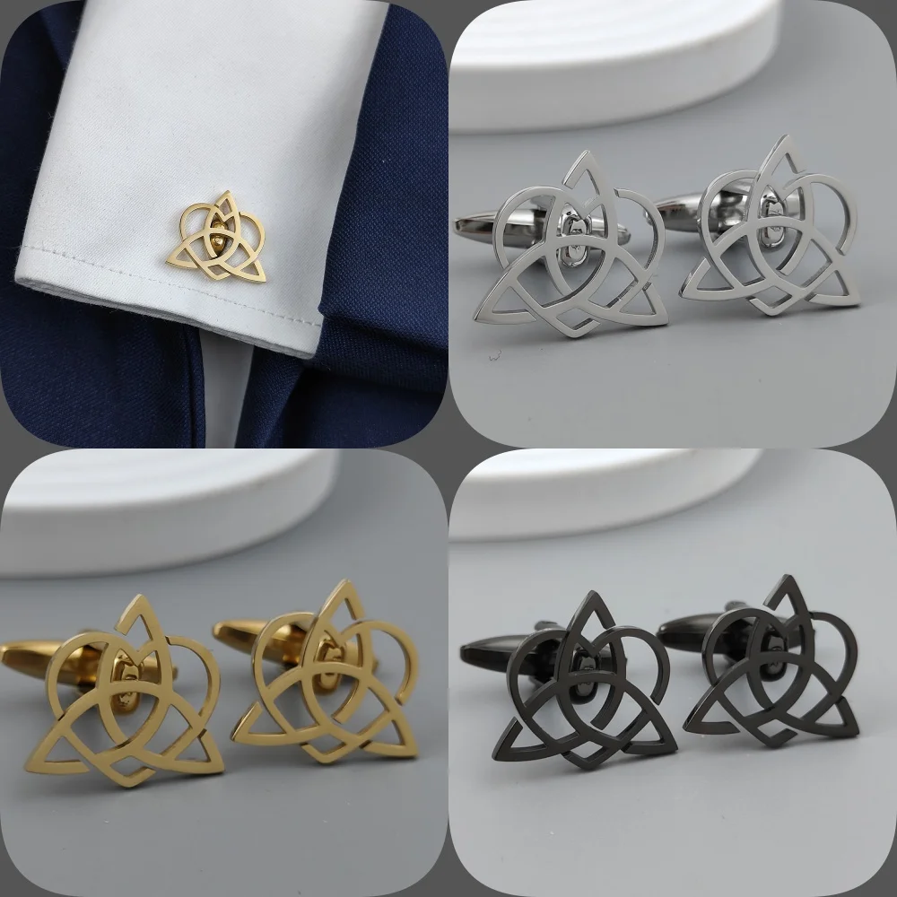 Silver peach heart Celtic knot hollow gold-plated cufflinks, French shirt cuff accessories in black, matching with men's suits
Silver peach heart Celtic knot hollow gold-plated cufflinks, French shirt cuff accessories in black, matching with men's suits
