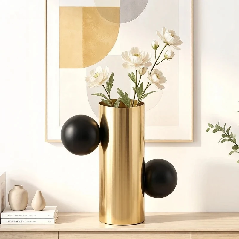 Golden Metal Vase Black Ball Decorative Floral Vases Desk Decoration Flowers Arrangement Artificial Flower Room Aesthetic Decor
Golden Metal Vase Black Ball Decorative Floral Vases Desk Decoration Flowers Arrangement Artificial Flower Room Aesthetic Decor