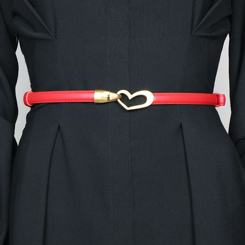 Womens Thin Belts Skinny Leather Dress Belt, Fashion Gold Heart shaped buckle for Jeans Pants women belt simple
Womens Thin Belts Skinny Leather Dress Belt, Fashion Gold Heart shaped buckle for Jeans Pants women belt simple