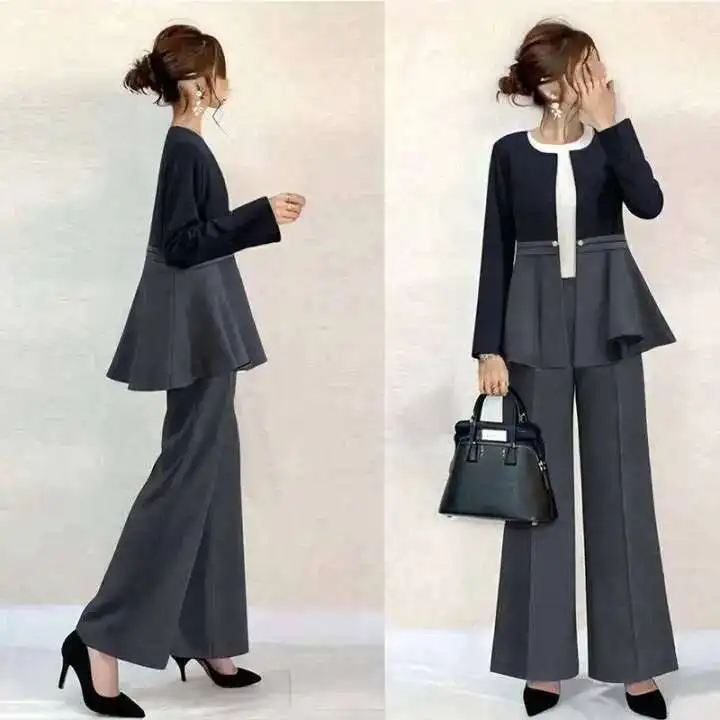 New Round Neck Pleated Suit Jacket, Straight Leg Pants, Two Piece Professional Suit for Spring 2025
New Round Neck Pleated Suit Jacket, Straight Leg Pants, Two Piece Professional Suit for Spring 2025