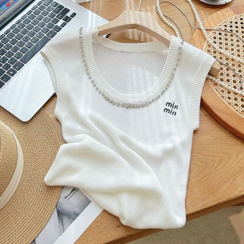 Women Summer Fashion Slim Diamonds Solid Color O-neck Knitting Tank Top Ladies Simplicity Office Lady All-match Sleeveless Tops
Women Summer Fashion Slim Diamonds Solid Color O-neck Knitting Tank Top Ladies Simplicity Office Lady All-match Sleeveless Tops