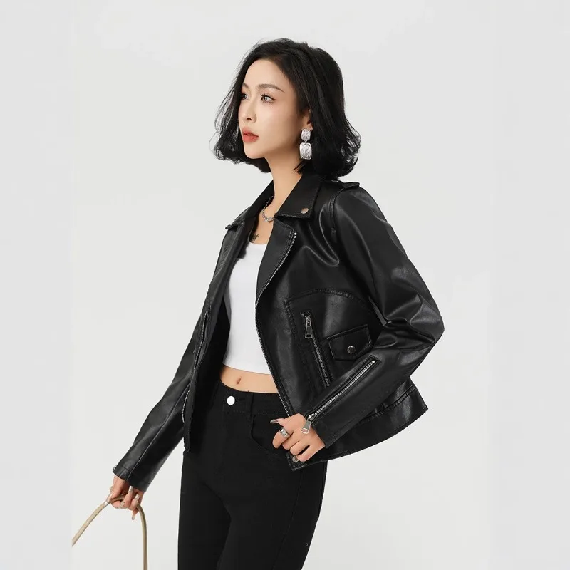 Spring New Short Motorcycle Pu Leather Collared Coat for Cross-border Leather Jacket Women, Custom-made Slim Leather Jacket
Spring New Short Motorcycle Pu Leather Collared Coat for Cross-border Leather Jacket Women, Custom-made Slim Leather Jacket
