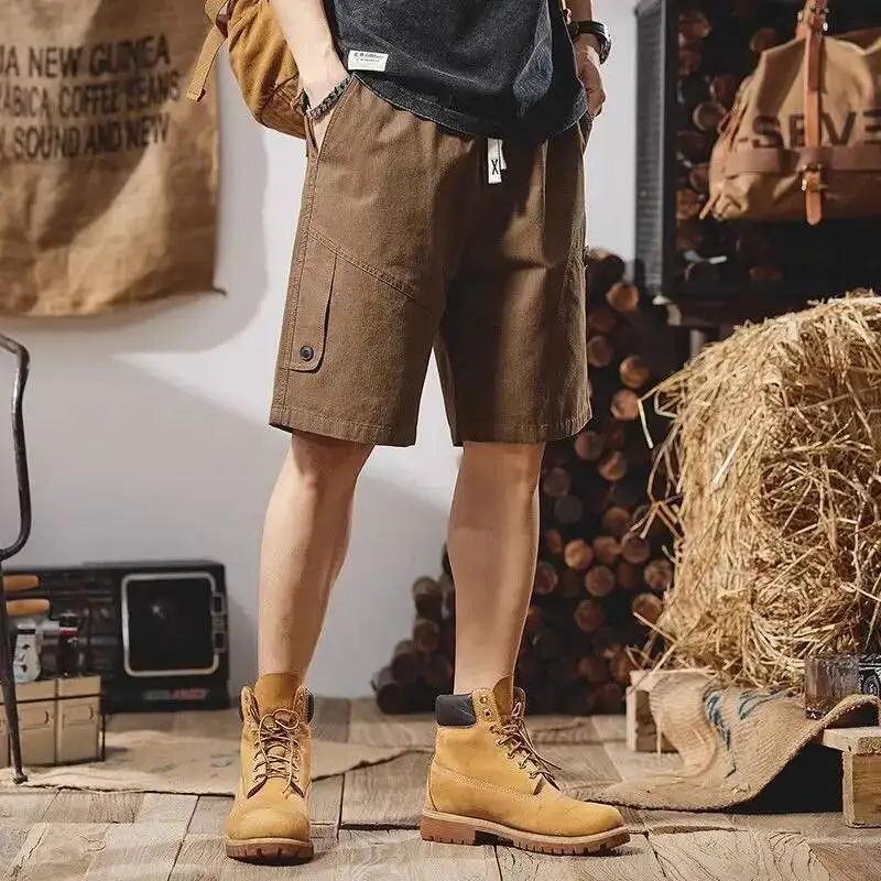 American Style Summer Cotton Cargo Shorts Casual Sports Men Clothing Outdoor Vintage Elastic Waist Loose Straight Short Pants
American Style Summer Cotton Cargo Shorts Casual Sports Men Clothing Outdoor Vintage Elastic Waist Loose Straight Short Pants